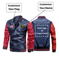 Thumbnail for Custom Flag & Name & LOGO Stylish Leather Bomber Jackets