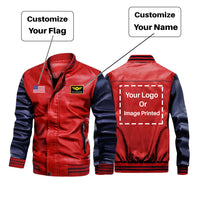 Thumbnail for Custom Flag & Name & LOGO Stylish Leather Bomber Jackets