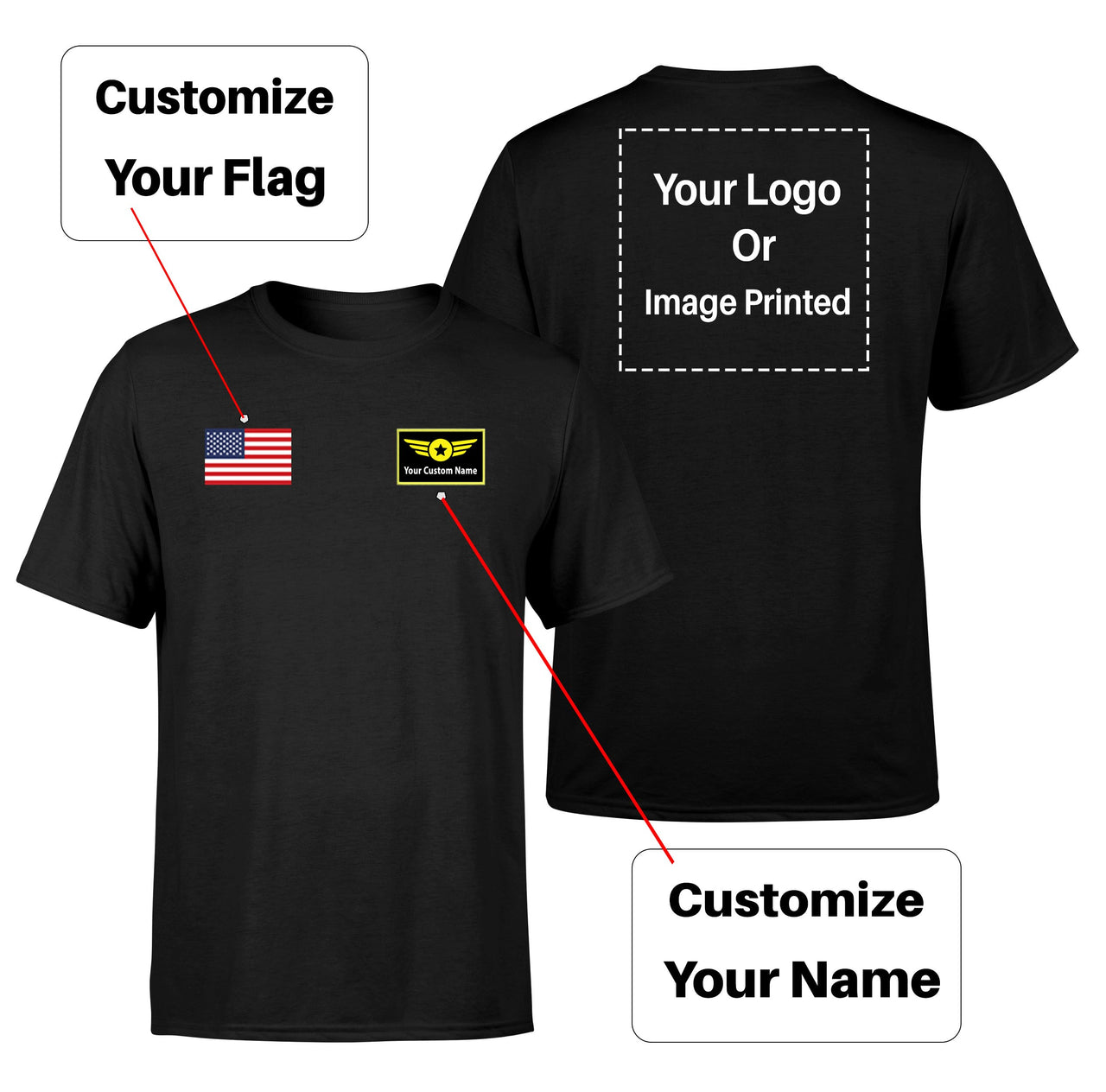 Custom Flag & Name & LOGO Designed T-Shirts