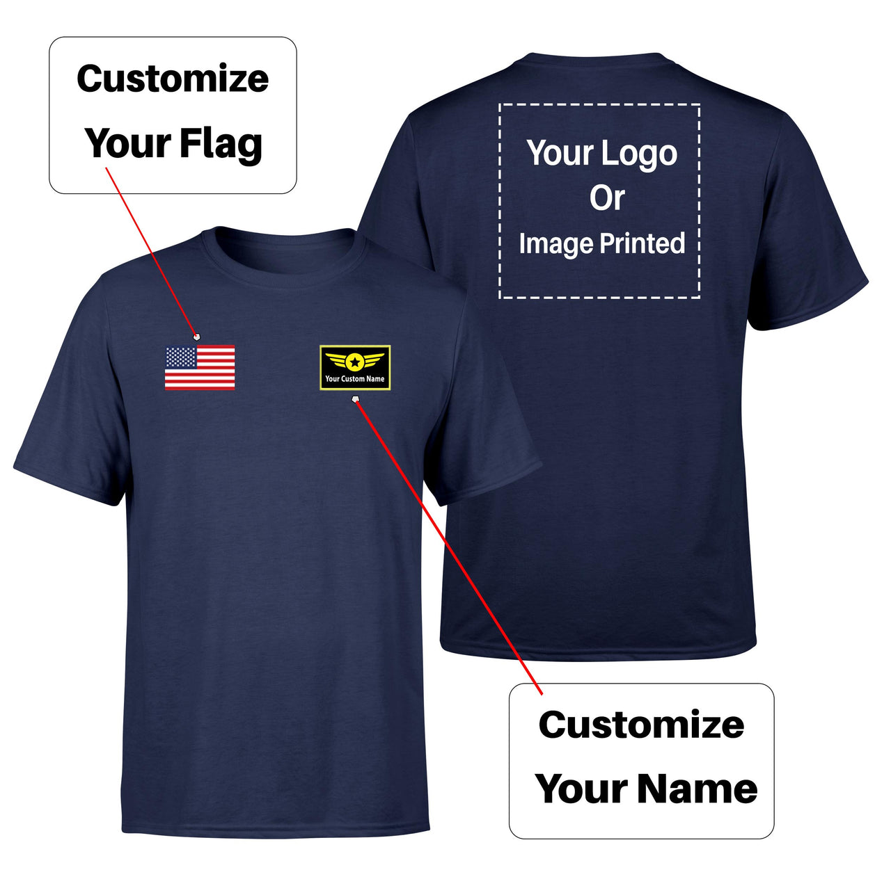 Custom Flag & Name & LOGO Designed T-Shirts