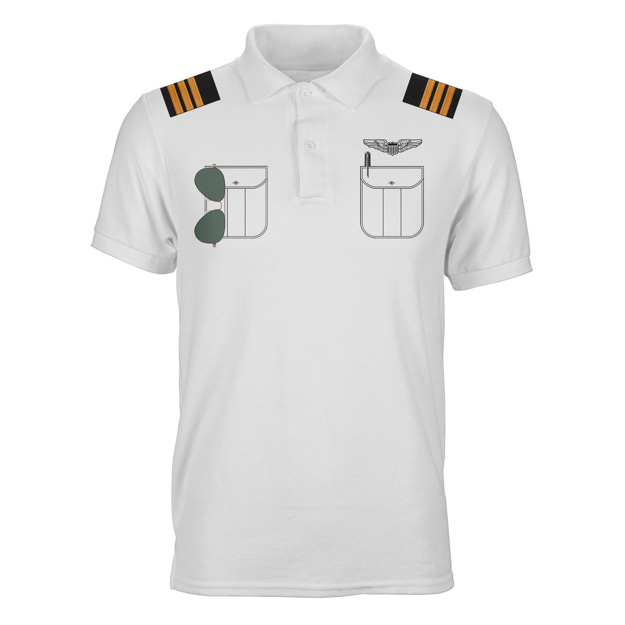 Customizable Pilot Uniform (Badge 1) Designed 3D Polo T-Shirts