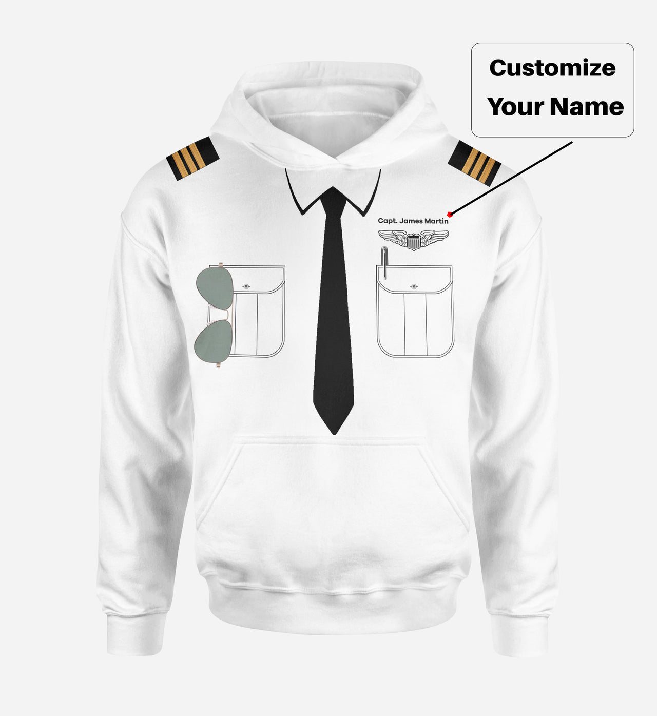 Customizable Pilot Uniform (Badge 1) Designed 3D Hoodies