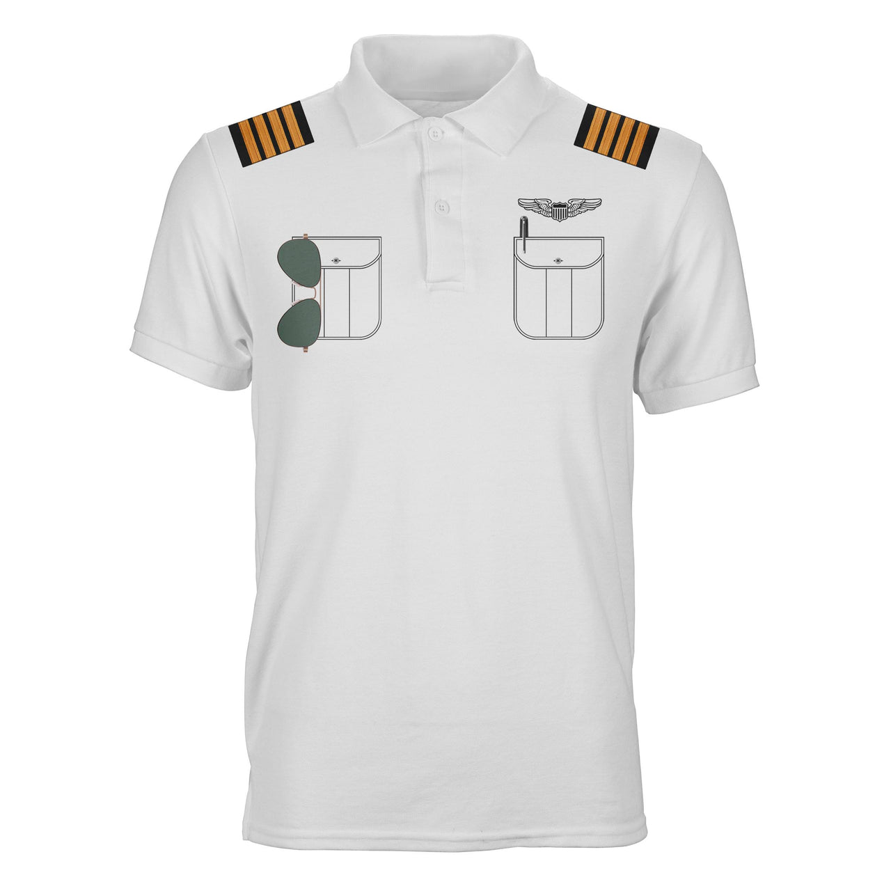 Customizable Pilot Uniform (Badge 1) Designed 3D Polo T-Shirts