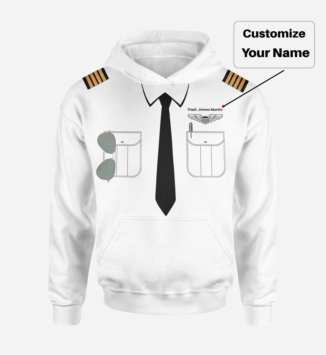 Customizable Pilot Uniform (Badge 1) Designed 3D Hoodies
