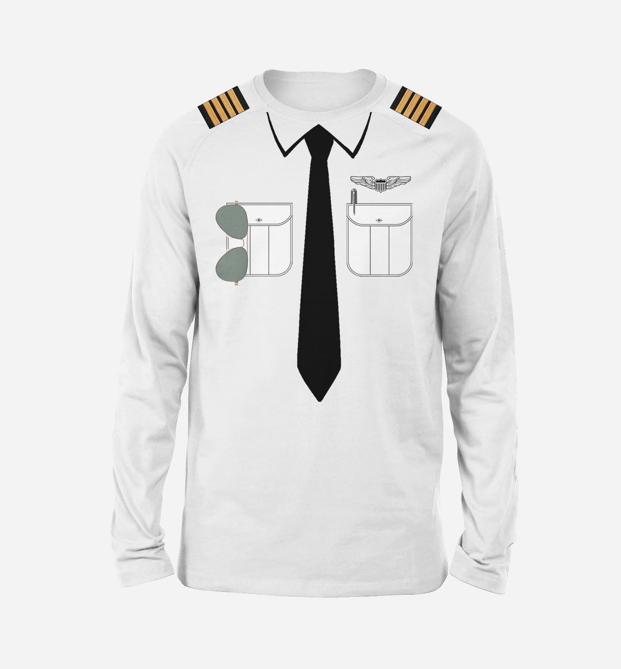 Customizable Pilot Uniform (Badge 1) Designed "Long Sleeve" T-Shirts