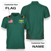 Thumbnail for Custom Flag & Name (Badge 1) + Epaulettes Designed Polo T-Shirts