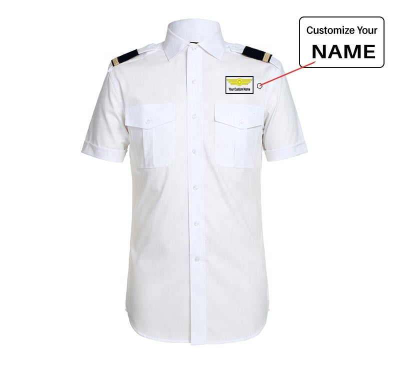 Custom Name with "Badge 1" Designed Pilot Shirts