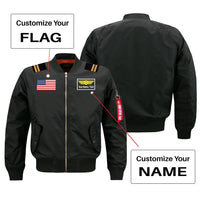 Thumbnail for Custom Flag & Name with EPAULETTES (Badge 1) Designed Pilot Jackets