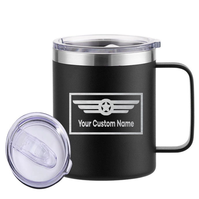 Custom Name (Badge 1) Stainless Steel Laser Engraved Mugs