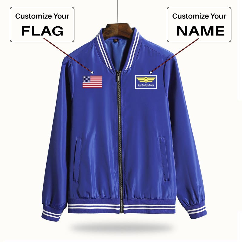 Custom Flag & Name "Badge 1" Thin Spring Jackets