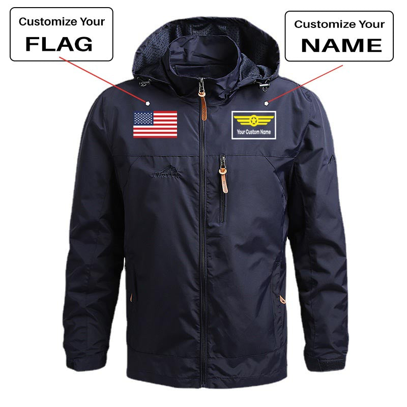 Custom Flag & Name with "Badge 1" Designed Thin Stylish Jackets