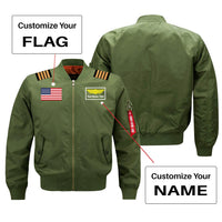 Thumbnail for Custom Flag & Name with EPAULETTES (Badge 1) Designed Pilot Jackets