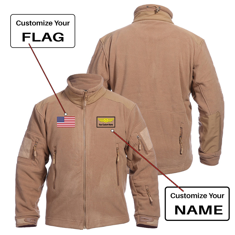Custom Flag & Name "Badge 1" Fleece Military Jackets
