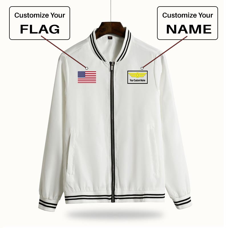 Custom Flag & Name "Badge 1" Thin Spring Jackets