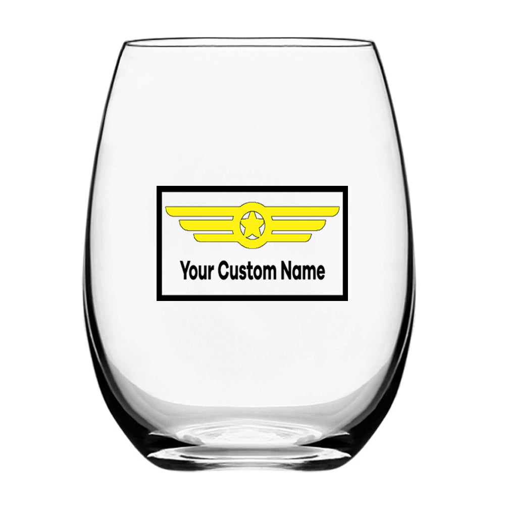 Custom Name "Badge 1" Designed Water & Drink Glasses