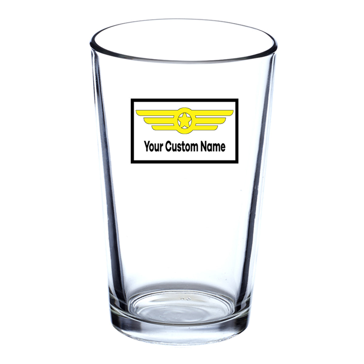 Custom Name "Badge 1" Designed Beer & Water Glasses