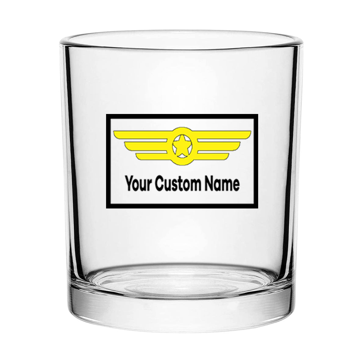 Custom Name "Badge 1" Designed Special Whiskey Glasses