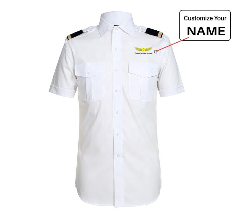 Custom Name with "Badge 2" Designed Pilot Shirts