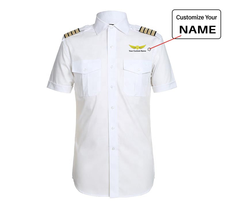 Custom Name with "Badge 2" Designed Pilot Shirts