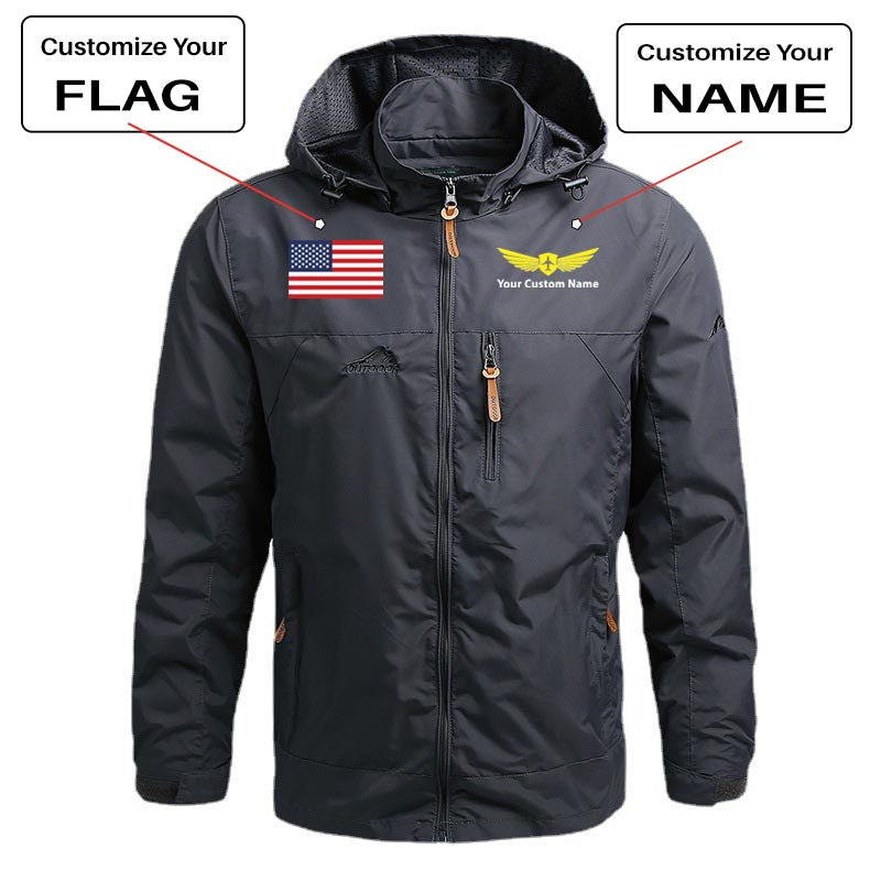Custom Flag & Name with "Badge 2" Designed Thin Stylish Jackets