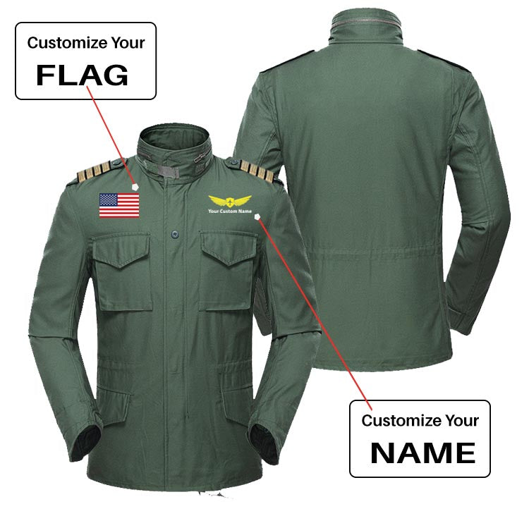 Custom Flag & Name with EPAULETTES (Badge 2) Designed Military Coats