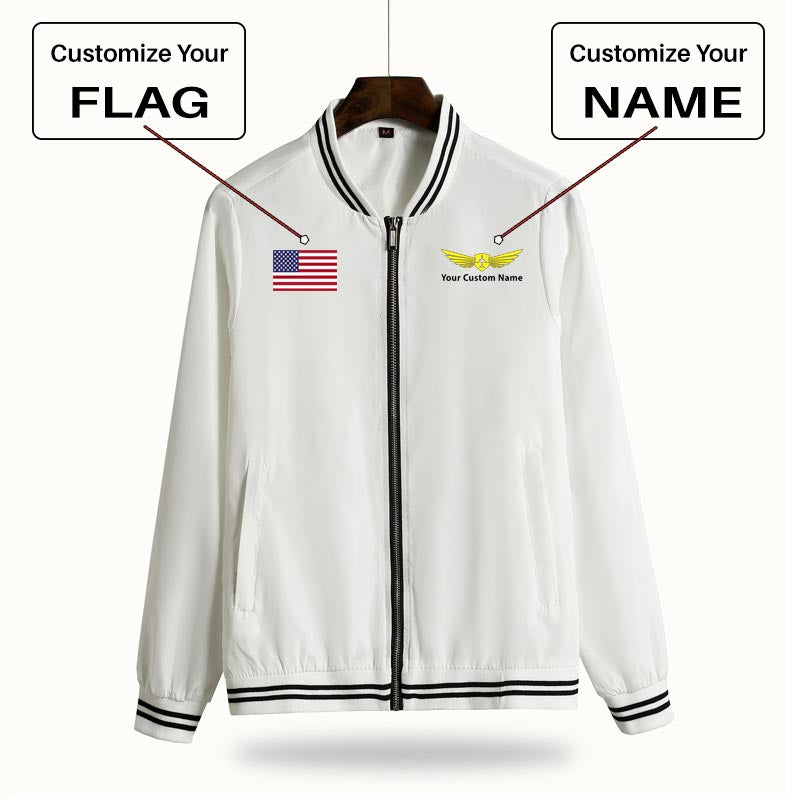 Custom Flag & Name "Badge 2" Thin Spring Jackets