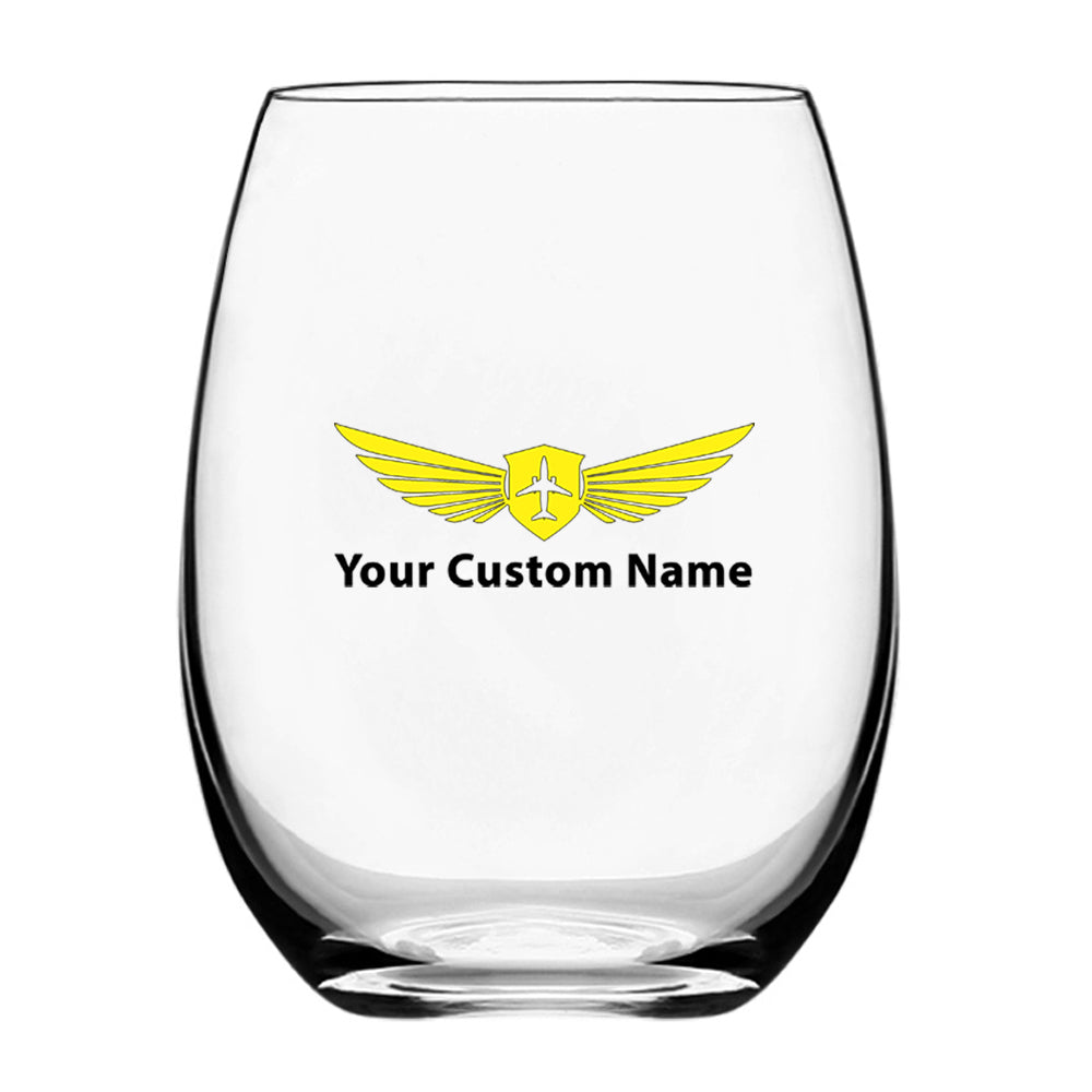 Custom Name "Badge 2" Designed Water & Drink Glasses