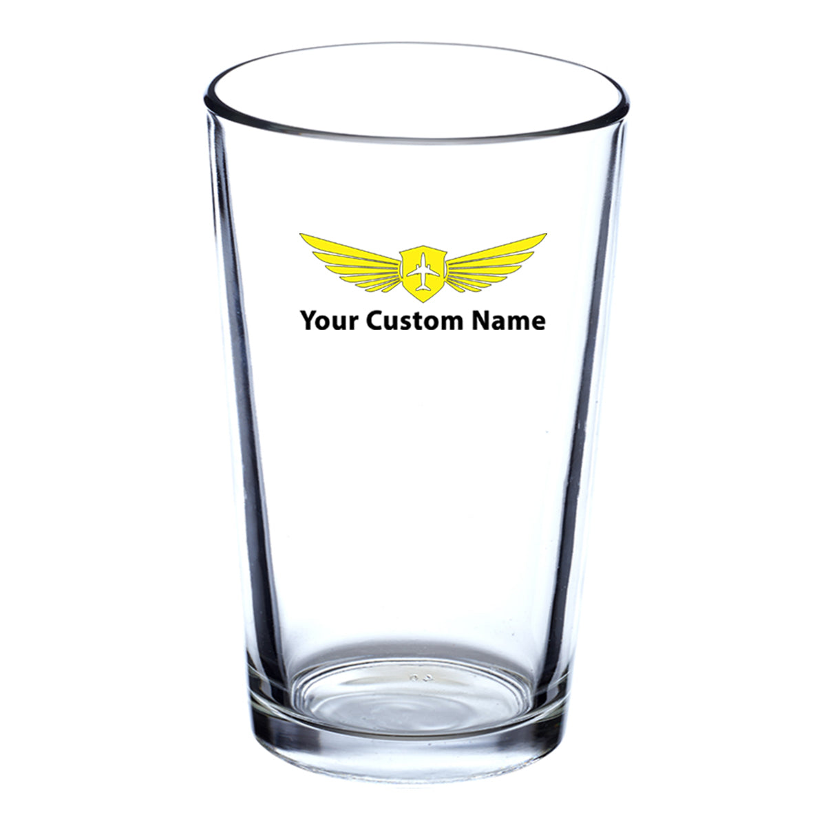 Custom Name "Badge 2" Designed Beer & Water Glasses