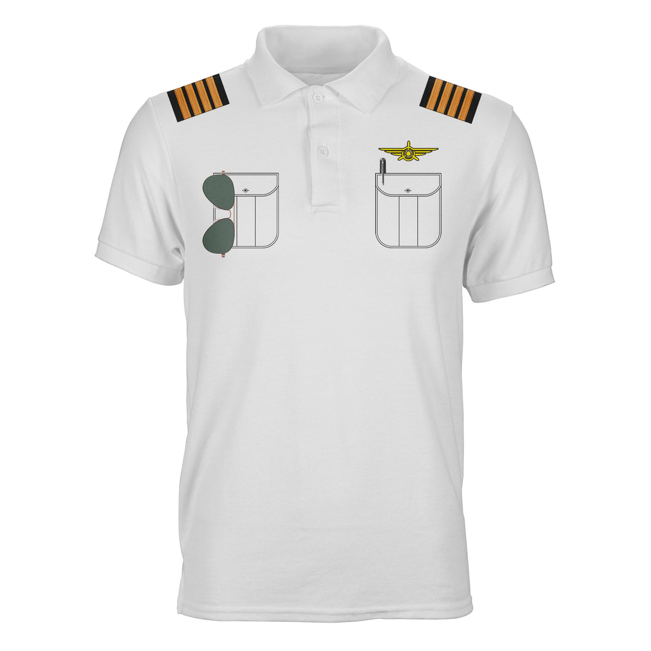 Customizable Pilot Uniform (Badge 3) Designed 3D Polo T-Shirts