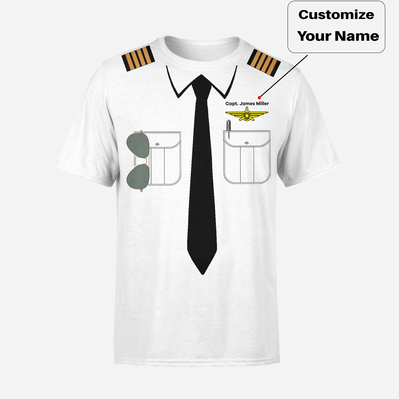 Customizable Pilot Uniform (Badge 3) Designed T-Shirts