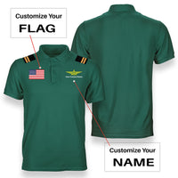 Thumbnail for Custom Flag & Name (Badge 3) + Epaulettes Designed Polo T-Shirts
