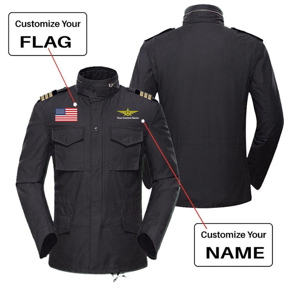 Custom Flag & Name with EPAULETTES (Badge 3) Designed Military Coats