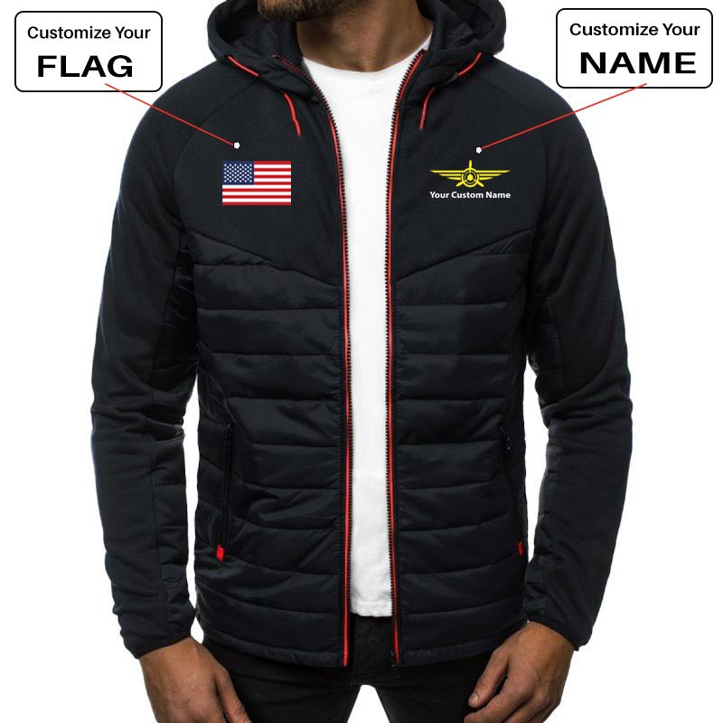 Custom Flag & Name with "Badge 3" Designed Sportive Jackets