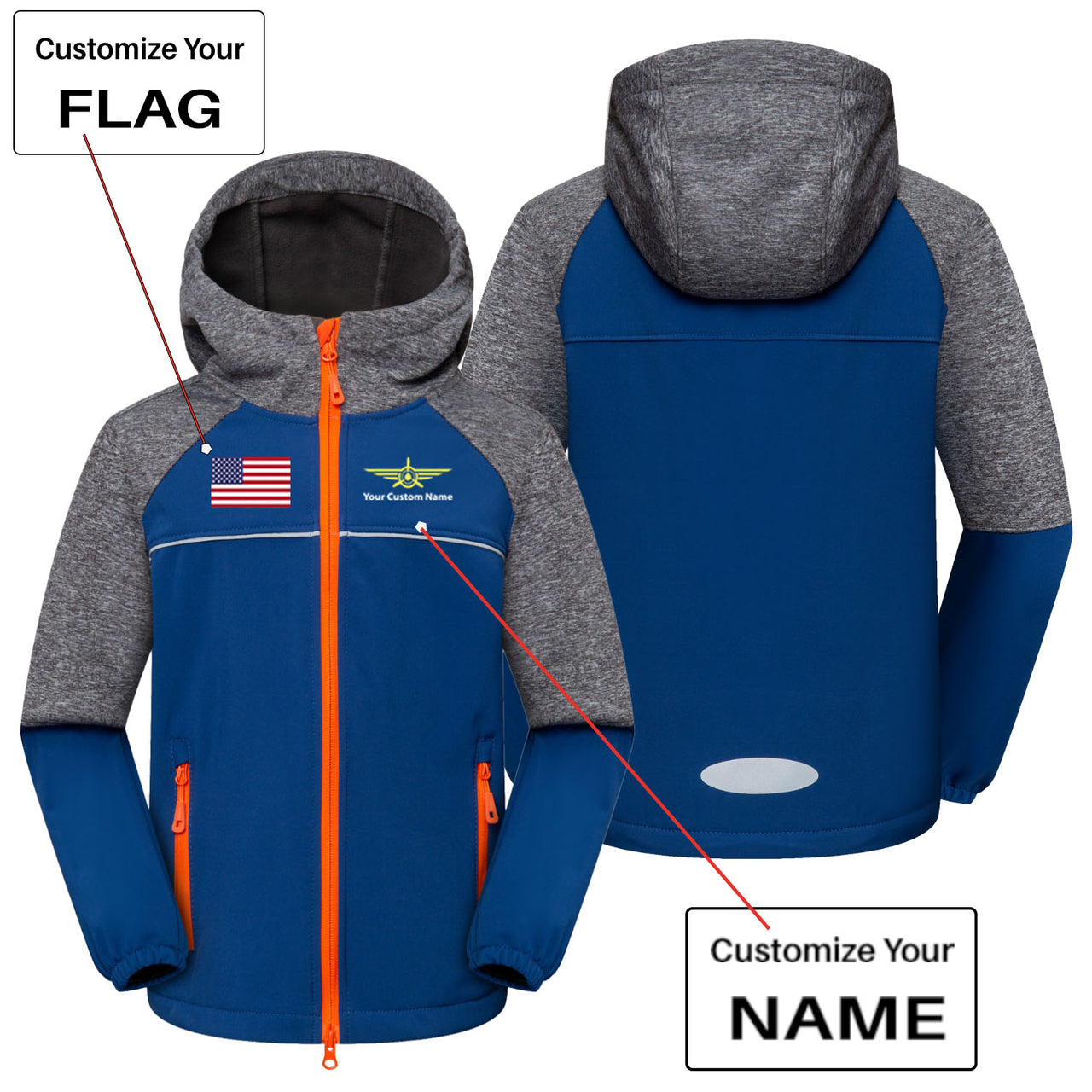 Custom Flag & Name "Badge 3" Children Polar Style Jackets