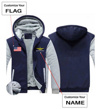 Thumbnail for Your Custom Name & Flag (Badge 3) Designed Zipped Sweatshirts