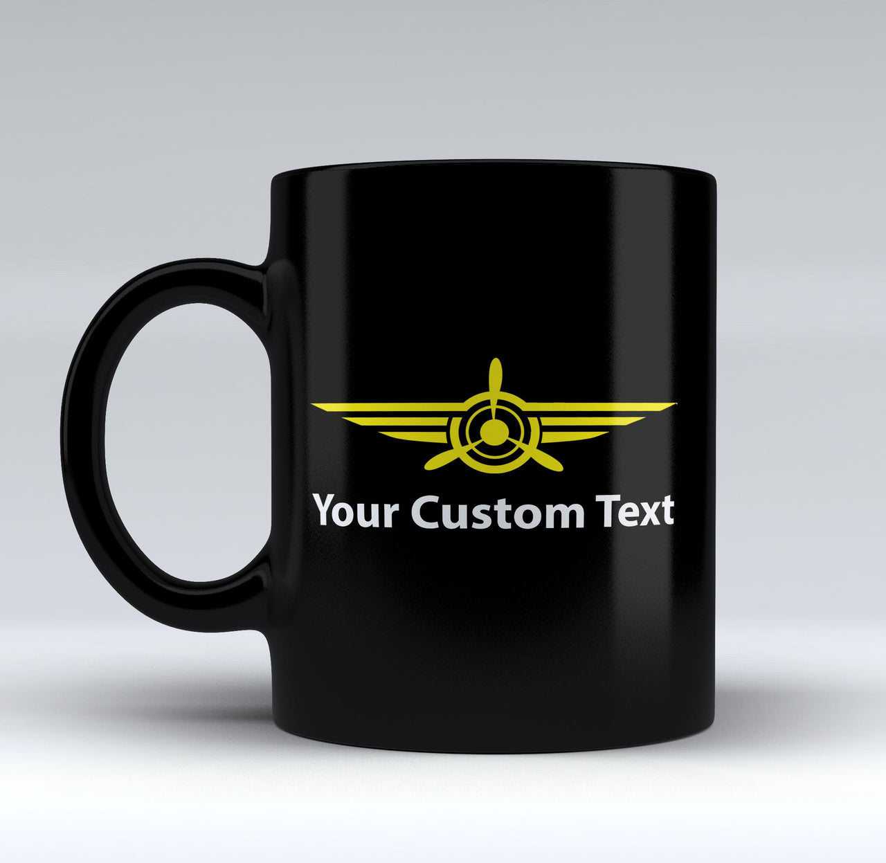 Custom Name "Badge 3" Designed Black Mugs