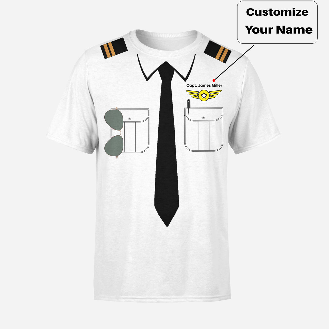 Customizable Pilot Uniform (Badge 4) Designed 3D T-Shirts
