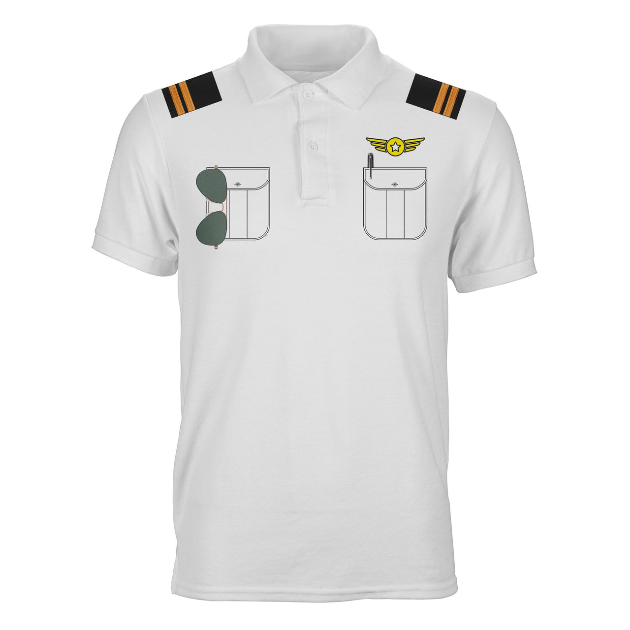 Customizable Pilot Uniform (Badge 4) Designed 3D Polo T-Shirts