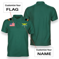 Thumbnail for Custom Flag & Name (Badge 4) + Epaulettes Designed Polo T-Shirts