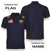 Thumbnail for Custom Flag & Name (Badge 4) + Epaulettes Designed Polo T-Shirts