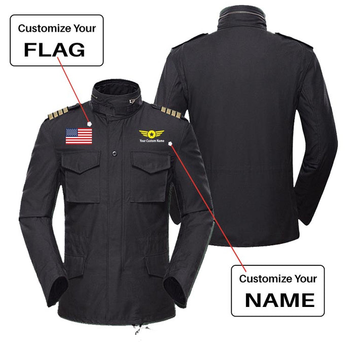 Custom Flag & Name with EPAULETTES (Badge 4) Designed Military Coats