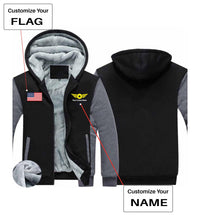Thumbnail for Your Custom Name & Flag (Badge 4) Designed Zipped Sweatshirts