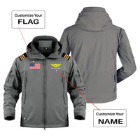 Thumbnail for Custom Flag & Name with EPAULETTES (Badge 4) Military Pilot Jackets