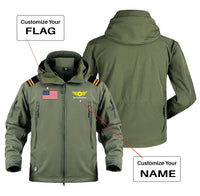 Thumbnail for Custom Flag & Name with EPAULETTES (Badge 4) Military Pilot Jackets
