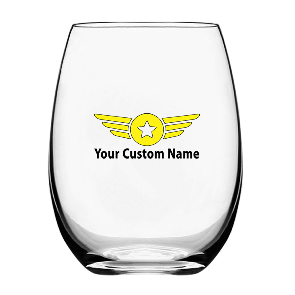 Custom Name "Badge 4" Designed Water & Drink Glasses