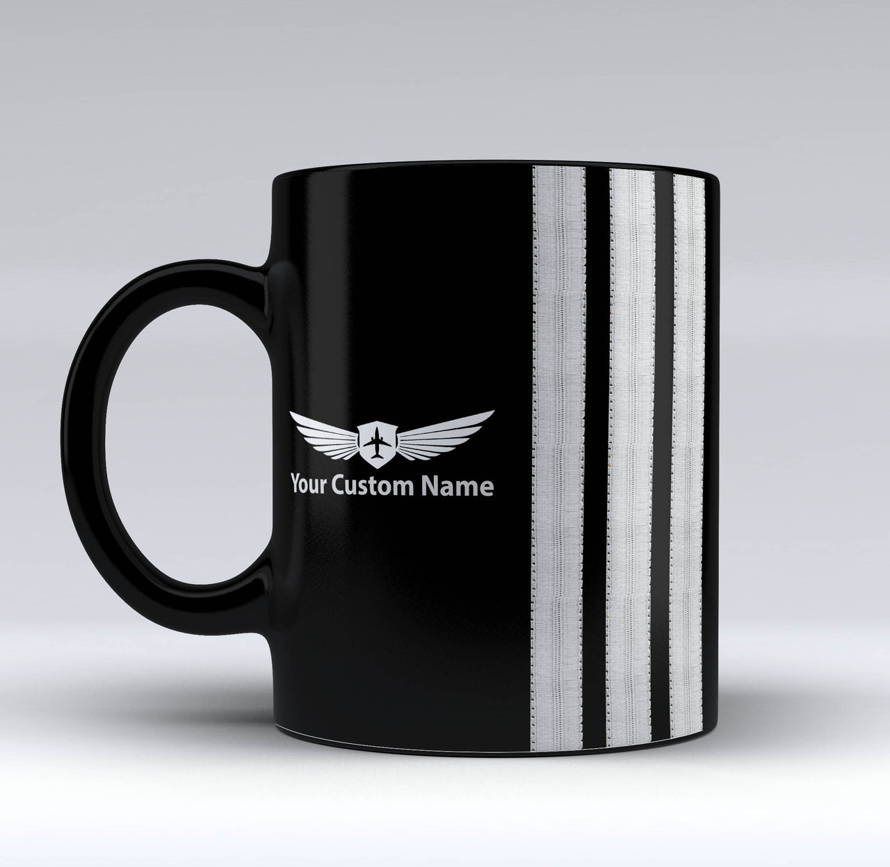 Name & Badge & Silver Special Pilot Epaulettes (4,3,2 Lines) Black Mugs