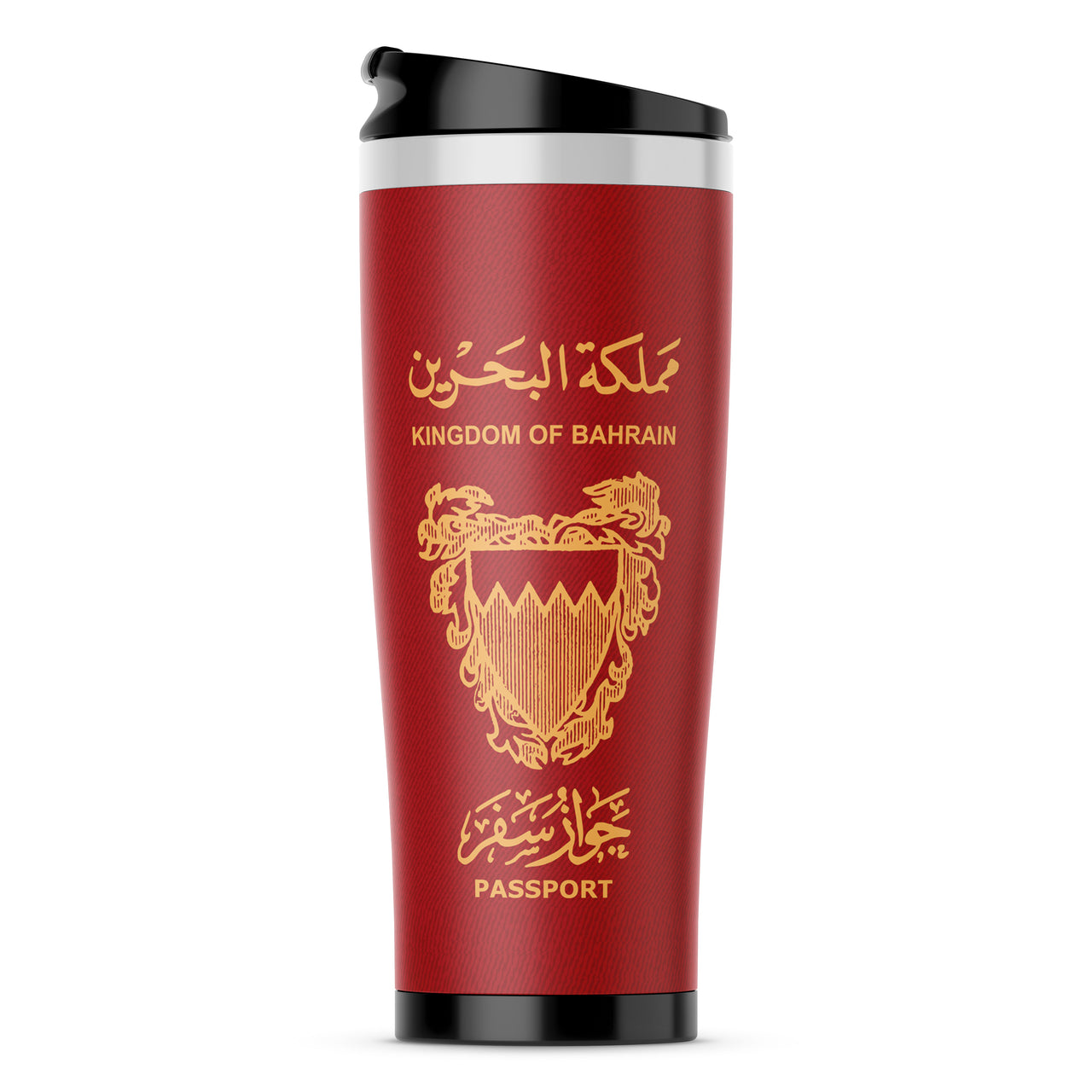 Bahrain Passport Designed Stainless Steel Travel Mugs