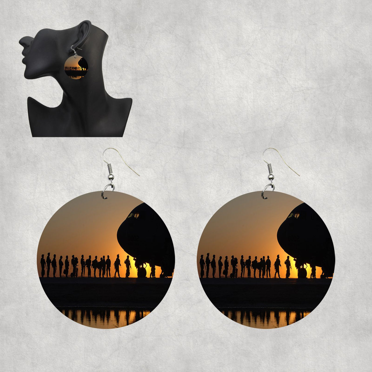 Band of Brothers Theme Soldiers Designed Wooden Drop Earrings