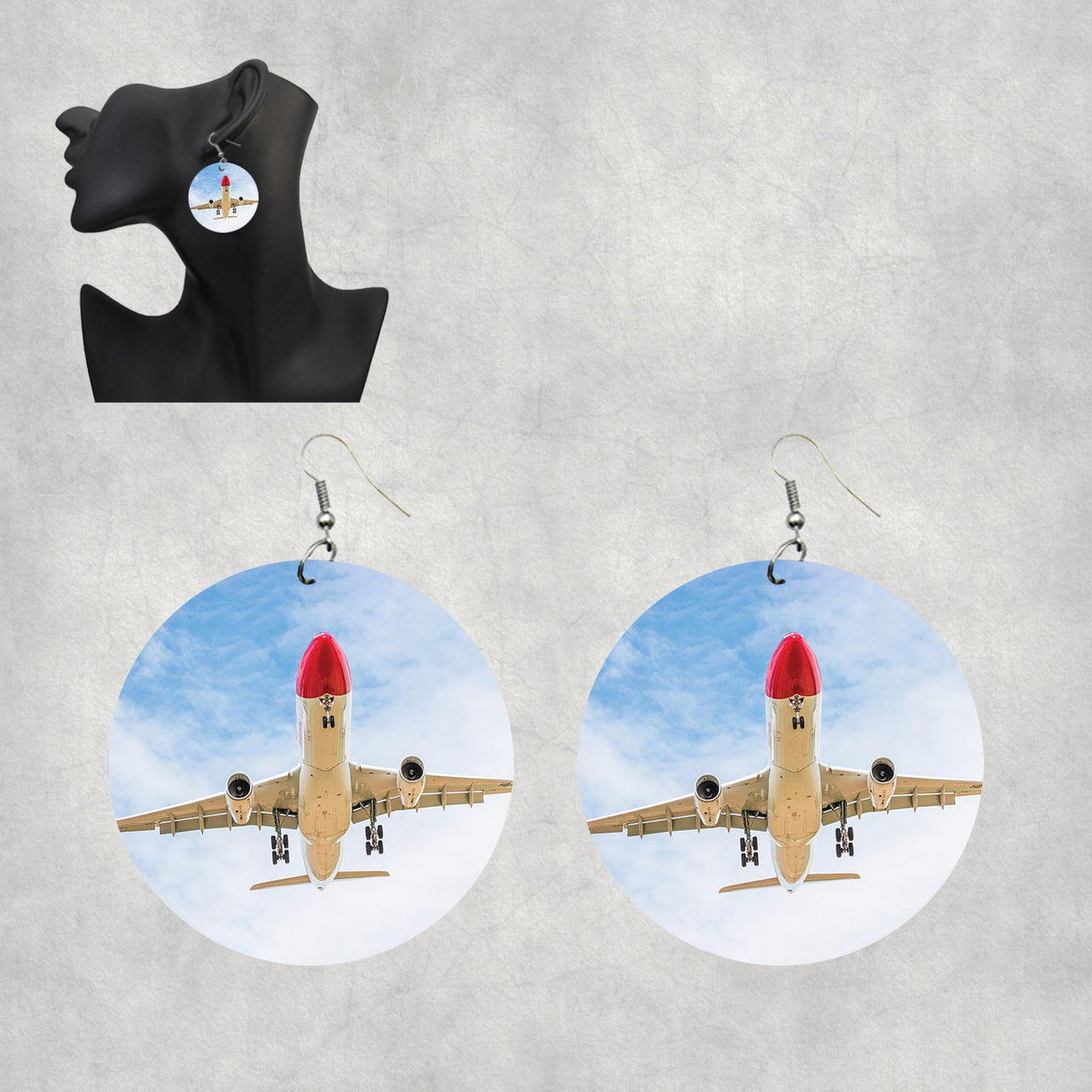 Beautiful Airbus A330 on Approach copy Designed Wooden Drop Earrings