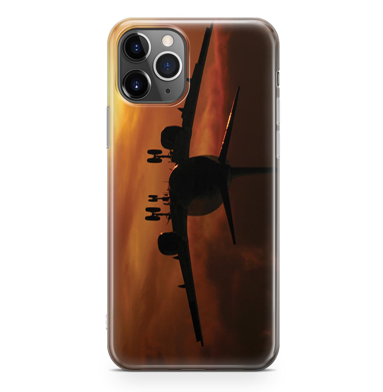 Beautiful Aircraft Landing at Sunset Designed iPhone Cases